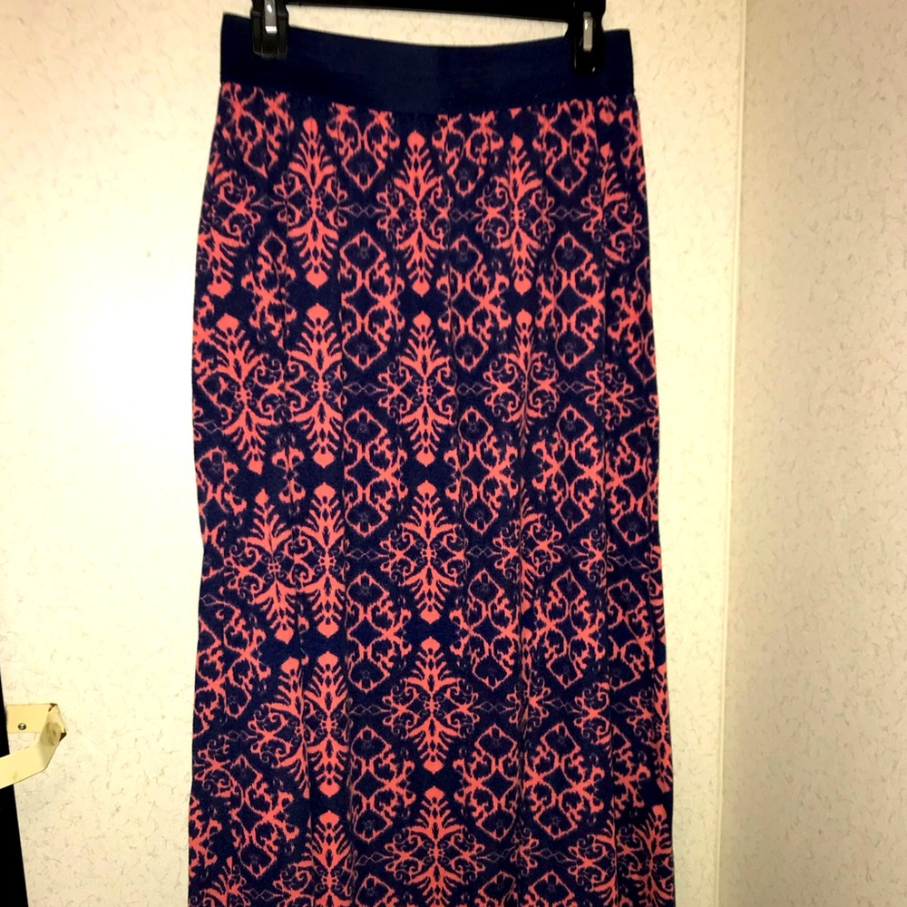 Navy Blue/Coral Maxi Skirt